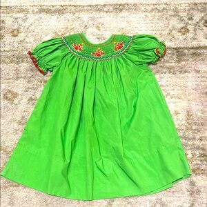 Rosalina Collection Smocked Green Christmas Tree Dress Toddler Girl 2T